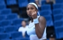 USA's Coco Gauff reacts after victory against Switzerland's Belinda Bencic during their women's singles match at the China Open tennis tournament on September 30, 2025. (Photo by Wand Zhao / AFP)