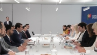 Minister of State for Foreign Trade Affairs, H E Dr. Ahmed bin Mohamed Al-Sayed and Secretary of State for Economy of the Portuguese Republic, H E João Rui Ferreira with other officials.