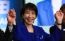 Newly-elected Liberal Democratic Party (LDP) leader Sanae Takaichi celebrates after winning the LDP leadership election in Tokyo on October 4, 2025. (Photo by Kim Kyung-Hoon / POOL / AFP)