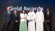 Qatar Rail officials receiving the award during a ceremony in Doha.