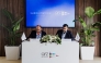 CEO of QFZ Sheikh Mohammed bin Hamad bin Faisal Al-Thani and Director and CEO of Marina Port Vell Barcelona Ignacio Erroz signing the MoU.