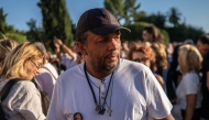 Panos Routsi, father of a boy killed in the Tempi railway collision in February 2023, outside the Greek Parliament in Athens on September 21, 2025. Photo by Angelos TZORTZINIS / AFP