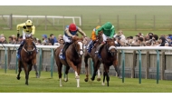 James Doyle and Damysus on their way to win the Too Darn Hot Darley Stakes at Newmarket, yesterday. 