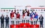 Sheikh Ali Al Khalid Al Thani and Bassem Mohammed of Doha Falcons (left) celebrate on the podium with riders of Cannes Stars and The Paris Panthers.