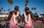 Qatar's Cherif Younousse and Ahmed Tijan celebrate after winning the Newport Beach Elite title.
