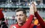 Poland's forward #09 Robert Lewandowski celebrates after the 2026 World Cup qualifiers Europe zone group G football match between Lithuania and Poland on October 12, 2025 in Kaunas, Lithuania. (Photo by Petras Malukas / AFP)