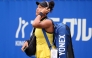 Japan's Naomi Osaka arrives to play against Netherlands' Suzan Lamens during their women's singles match at the Japan Open tennis tournament in Osaka on October 15, 2025. (Photo by PAUL MILLER / AFP)