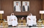 QC Chairman, Sheikh Khalifa bin Jassim bin Mohammed Al Thani and Vice President of the Federation of UAE Chambers, Abdullah bin Sultan Al Owais during the meeting.