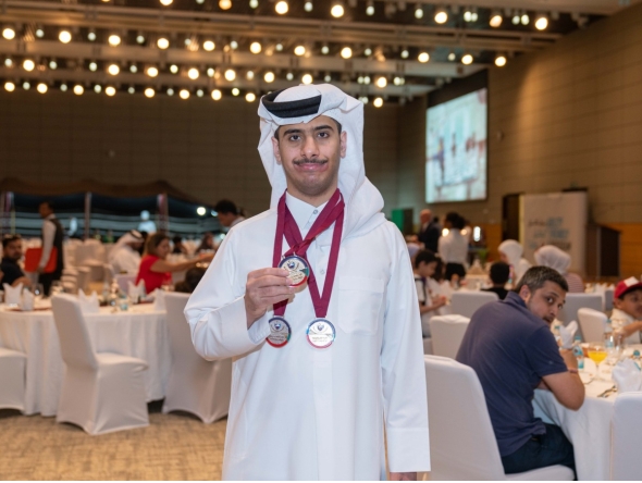 One of the participants with his medals.
