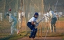 (Files) In this photograph taken on February 14, 2023, a girl attends batting practice session in Shivaji Park in Mumbai. (Photo by Punit Paranjpe / AFP)
