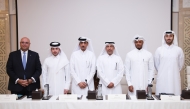 Qatari Gulf Classic Car Association officials at the press conference.