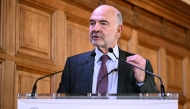French Court of Accounts (Cour des comptes) first President Pierre Moscovici speaks during the presentation of the Court of Accounts' report on the Louvre, at the Court of Accounts in Paris on November 6, 2025. Photo by Bertrand GUAY / AFP