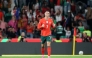 Portugal's forward #16 Cristiano Ronaldo celebrates after scoring the equalising goal during the 2026 World Cup qualifiers Europe zone group F football match between Portugal and Hungary at Jose Alvalade stadium in Lisbon on October 14, 2025. (Photo by Patricia De Melo Moreira / AFP)