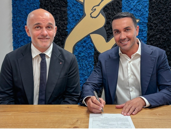 Raffaele Palladino (R) was announced as the new Atalanta BC coach. Pic taken from Atalanta BC official social media channels.