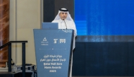 Minister of Environment and Climate Change, and Managing Director and CEO of Qatar Rail, H E Dr. Abdullah bin Abdulaziz bin Turki Al Subaie addressing the awards ceremony. 
