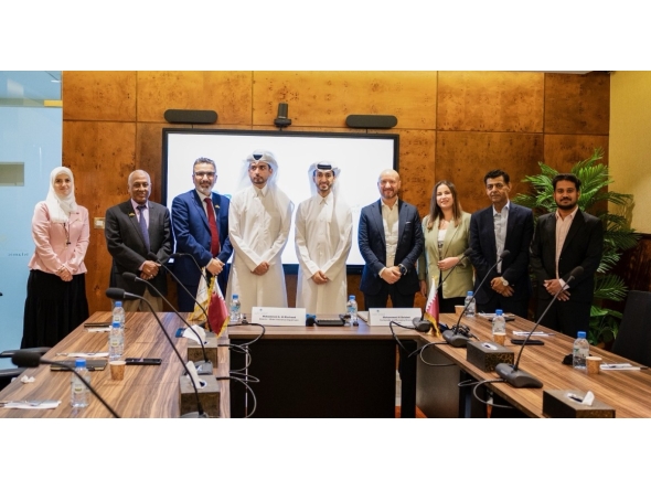 Executive Director of Motor Insurance at Qatar Islamic Insurance Group, Mohammed Al-Rasheed and Co-Founder of PayLater Mohammad Al Dulaimi with other officials during the signing ceremony.