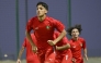 Morocco U-17 players during a training session in Doha yesterday.