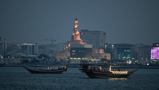 File photo for representation showing tourists on traditional Qatari boats (dhows) sailing along the Doha corniche. AFP.