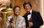 US actor producer Tom Cruise and US actress dancer Debbie Allen pose with their Honorary Academy Awards in Los Angeles on November 16, 2025. (Photo by Michael Tran / AFP)