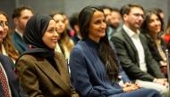 Vice Chairperson of Qatar Foundation H E Sheikha Hind bint Hamad Al-Thani and Permanent Representative of Qatar to the United Nations H E Sheikha Alya Ahmed bin Saif Al-Thani during the event.