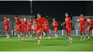 Morocco U17 players during a training session yesterday.