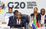 South Africa's President Cyril Ramaphosa gives the opening speech as he chairs the G20 Leaders' Summit plenary session at the Nasrec Expo Centre in Johannesburg on November 22, 2025. (Photo by Thomas Mukoya / POOL / AFP)