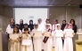 Minister of State and President of Qatar National Library H E Dr. Hamad bin Abdulaziz Al-Kawari and other officials with winners of the competition