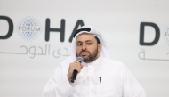 Minister of State H E Dr. Mohammed bin Abdulaziz Al-Khulaifi speaking during the forum.