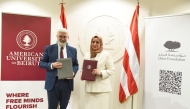 President of QF’s PUE Abeer Al Khalifa and President of AUB Dr. Fadlo Khuri at the agreement signing event.