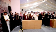 Minister of Culture H E Sheikh Abdulrahman bin Hamad Al-Thani with other officials during the event.