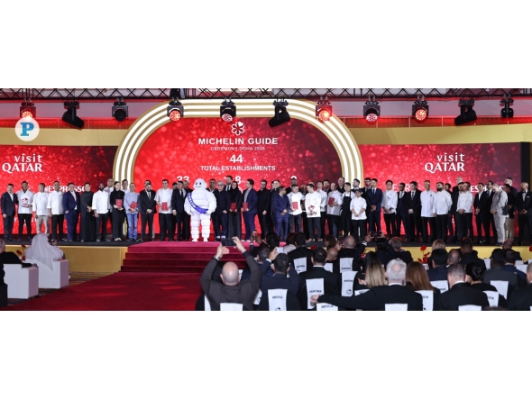 Winners with officials at the Michelin Guide Award. Pic: Salim Matramkot/ The Peninsula