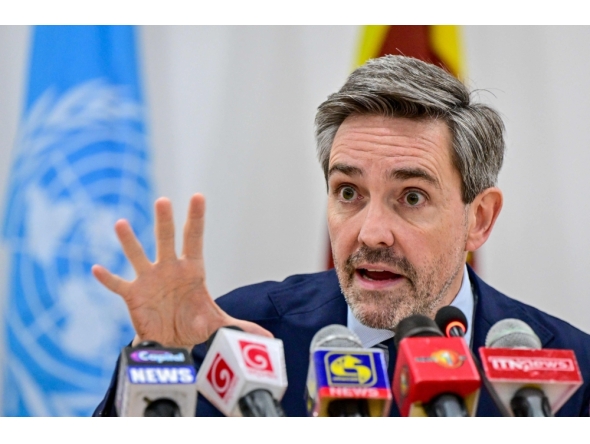 United Nations Resident Coordinator in Sri Lanka, Marc-André Franche, addresses a press conference in Colombo on December 11, 2025. Marc-André Franche (Photo by Ishara S. Kodikara / AFP)