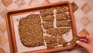 Tahini Crunch Chocolate Bark. Photo by: Lauren Bulbin / The Washington Post. Food styling by Lisa Cherkasky