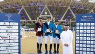 Longines Hathab Event Director Abdullah Al Marri presented the trophies to the Diamond Tour podium winners, Khalid Mohammed Al Emadi, Hamad Nasser Al Qadi and Faleh Suwead Al Ajami.