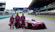 Team Qatar GT's drivers Lucas Auer, Ghanem Al Maadeed and Abdullah Al Khelaifi at the Sepang Circuit. 