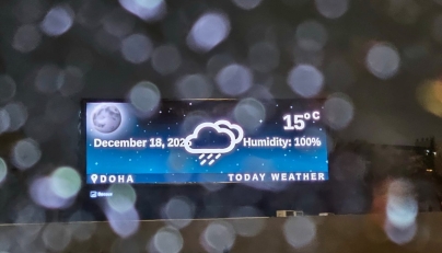 Evening weather forecast displayed on signage along C-Ring Road in Doha on Thursday, December 18. Marivie Alabanza/The Peninsula