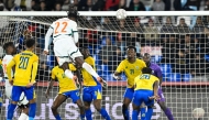 Ivory Coast's forward #22 Evann Guessand scores his team's second goal during the Africa Cup of Nations (CAN) Group F football match between Gabon and Ivory Coast at the Grand Stadium in Marrakech on December 31, 2025. (Photo by Khaled DESOUKI / AFP)
