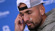 Nick Kyrgios speaks during a press conference after losing his men's singles match against Aleksandar Kovacevic at the Brisbane International tennis tournament on January 6, 2026. (Photo by William WEST / AFP)