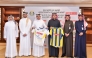 QIIB Chairman Sheikh Dr. Khalid bin Thani bin Abdulla Al-Thani, Al-Gharafa SC Club President Sheikh Jassim bin Thamer Al-Thani and other officials during the signing ceremony.
