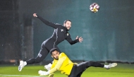 Al Gharafa players during a training session.