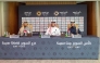 Director of Competitions Ahmed Al Adsani (centre), Facility Manager Abdullah Al Minhali (left) and Media Manager Ali Hassan Al Salat during the press conference yesterday.  
