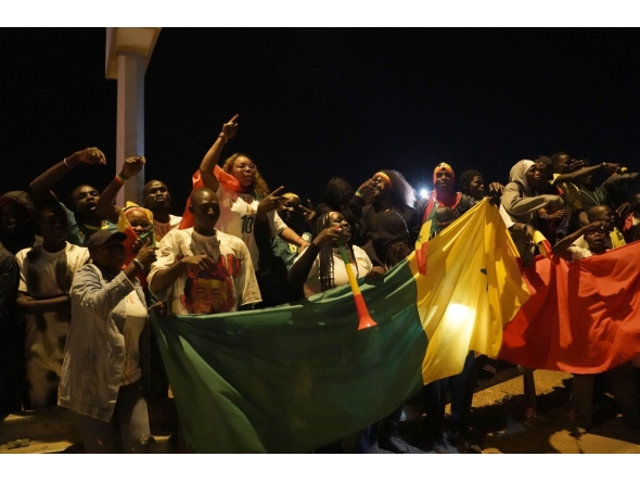 Supporters of Senegal痴 national football team celebrate their arrival in Dakar on January 20, 2026. Photo by Carmen Abd Ali / AFP