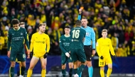 German referee Sven Jablonski shows a red card to Manchester City's Spanish midfielder #16 Rodri during the UEFA Champions League, league Phase - day 7 football match between Bodoe/Glimt and Manchester City in Bodoe, Norway on January 20, 2026. (Photo by Fredrik Varfjell / NTB / AFP) / Norway OUT