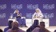 Minister of State for Foreign Trade H E Dr. Ahmed bin Mohammed Al Sayed speaking during the Doha Legal Forum.