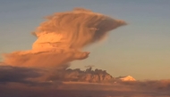 Screengrab from a Telegram footage shared on January 28, 2026, shows an ash cloud from the Shiveluch volcano. (Photo by Handout / Kamchatka branch of the Federal Research Center Geophysical Service of Russian Academy of Sciences / AFP)
