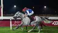 Caid Du Soleil and jockey Lukas Delozier on their way to win Al Judhay Cup. Pic: JUHAIM/QREC