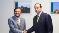 Advisor to the Prime Minister and the Official Spokesperson of the Ministry of Foreign Affairs Dr. Majed bin Mohammed Al Ansari with the Minister of Foreign Affairs of the Republic of Panama, HE Javier Martinez-Acha,