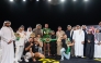 Qatar Boxing and Wrestling Federation President Sheikh Fahad bin Khalid Al Thani with Venum Fight 3 bout winners and officials. 