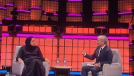 Chairperson of Qatar Museums H E Sheikha Al Mayassa bint Hamad bin Khalifa Al-Thani and CEO and Wallis Annenberg Director of the Los Angeles County Museum of Art, Michael Govan during the session at Web Summit yesterday. 