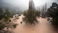 This picture shows a flooded area in Jimera de Libar, southern Spain, on February 4, 2026 amid Storm Leonardo. (Photo by Jorge Guerrero / AFP)